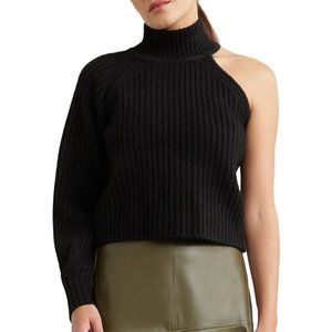 Leyden Women's One-Sleeve Turtleneck Sweater Black B4HP